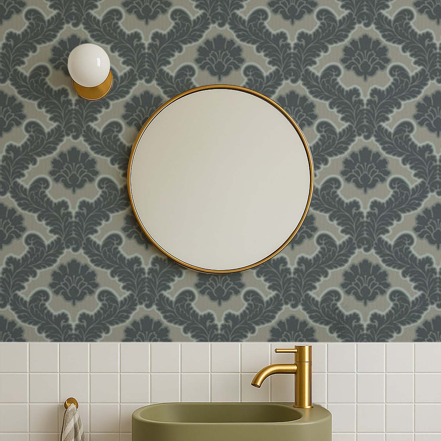 Mitchell Black Drawing Room Leaf Wallpaper