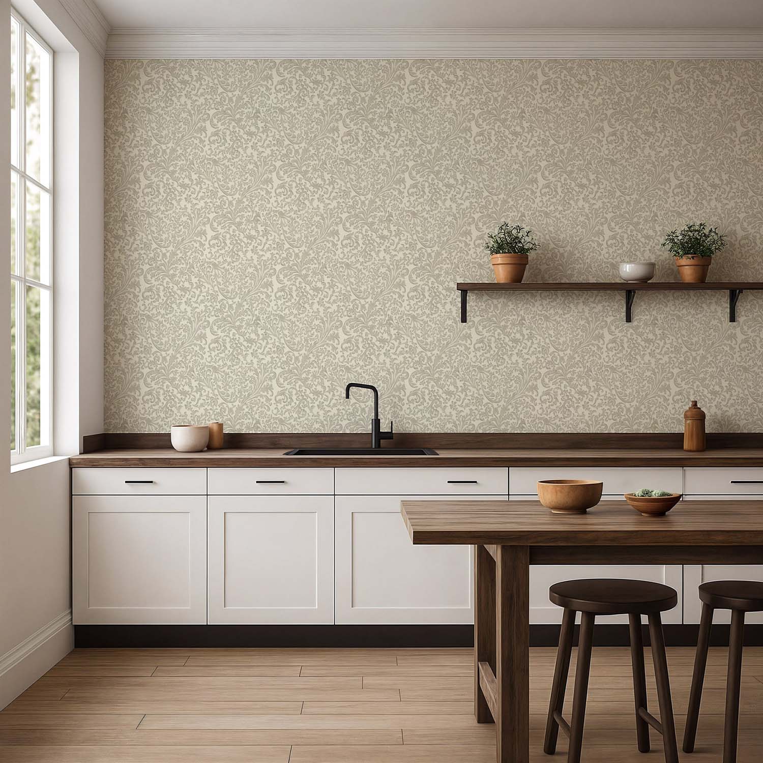 Mitchell Black Florentine Vine Wallpaper