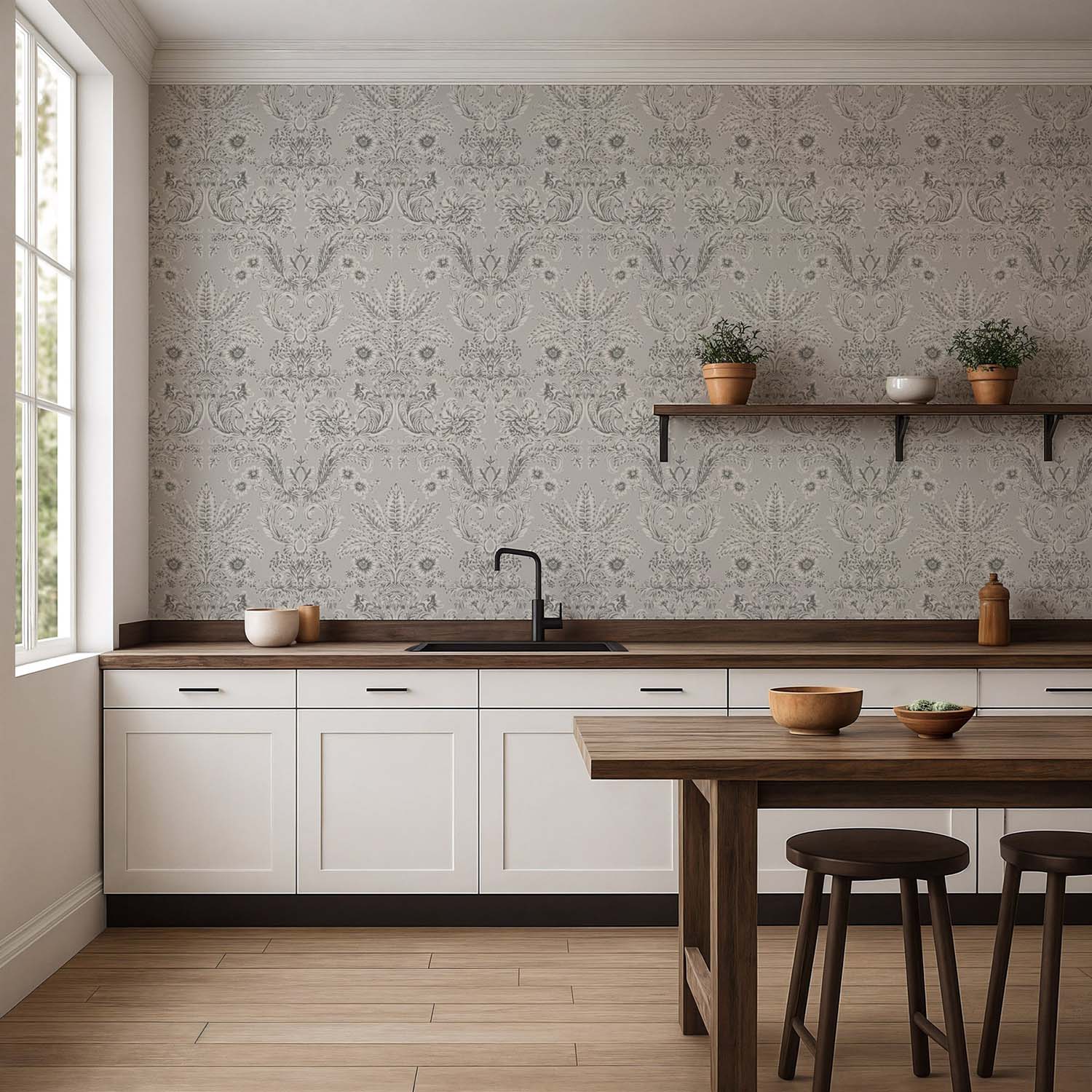 Mitchell Black Parlor Paper Wallpaper