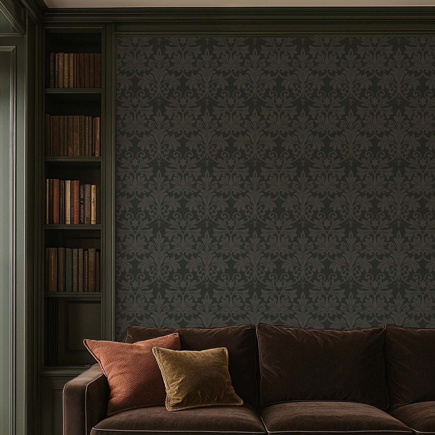 Mitchell Black Rococo Relief Wallpaper