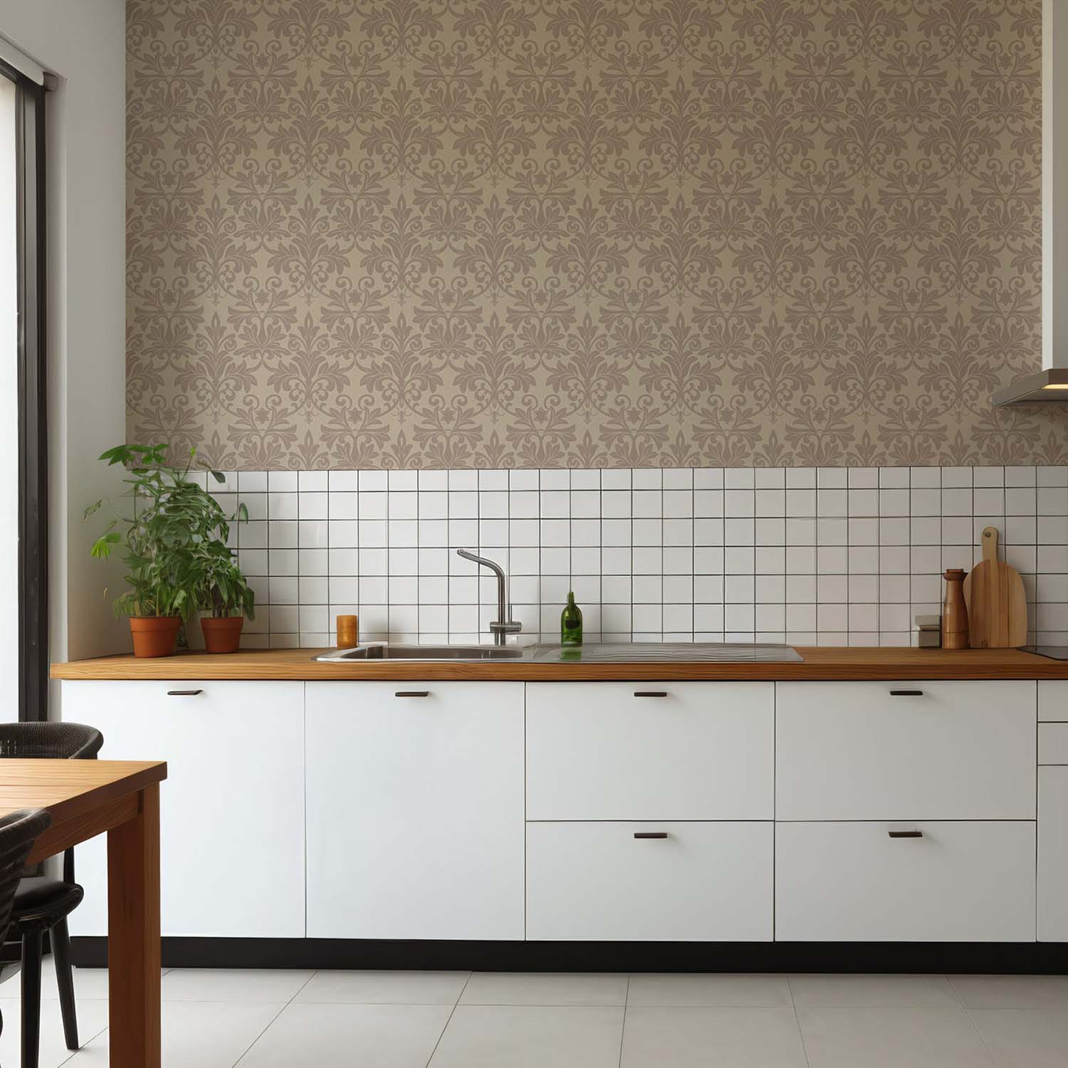 Mitchell Black Rococo Relief Wallpaper
