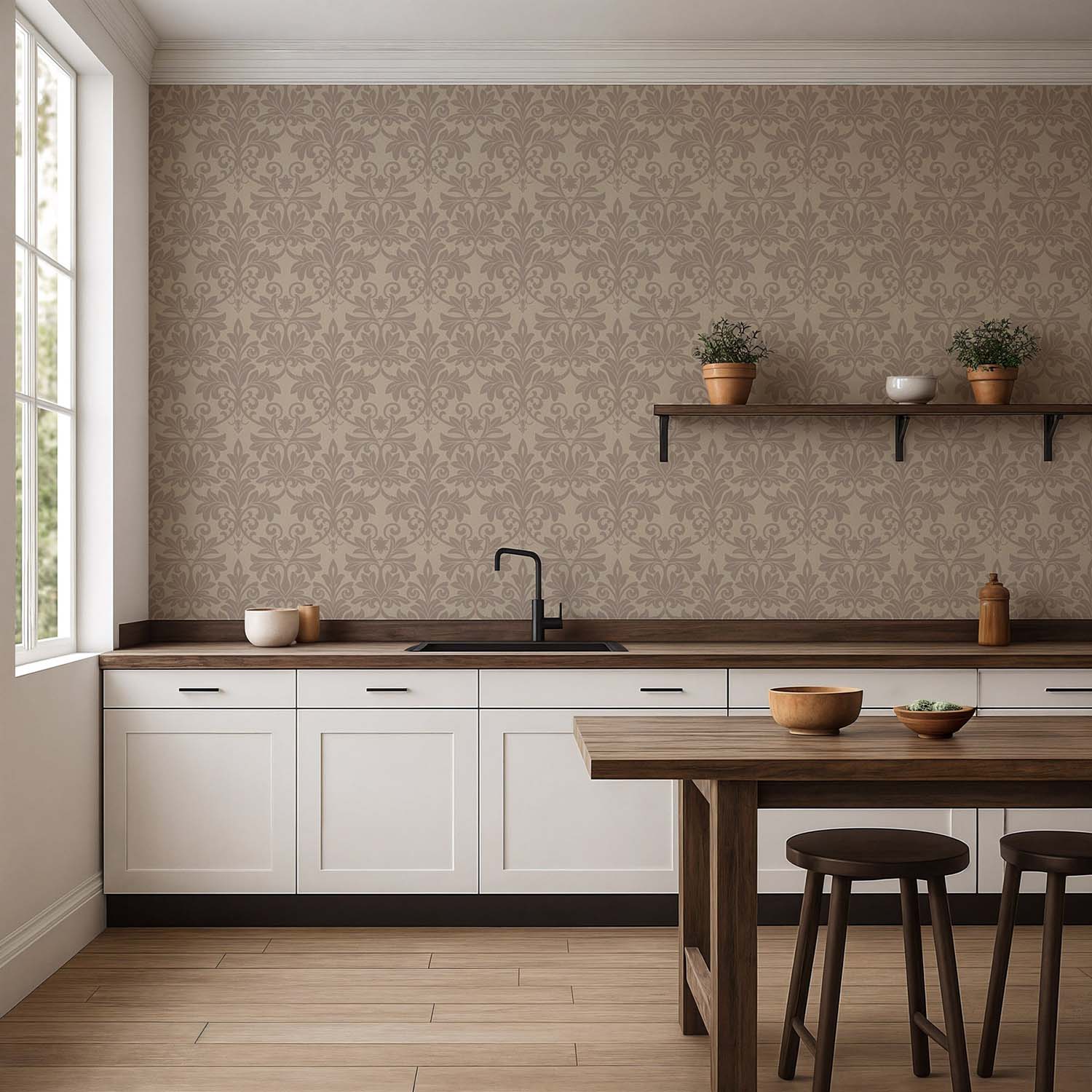 Mitchell Black Rococo Relief Wallpaper
