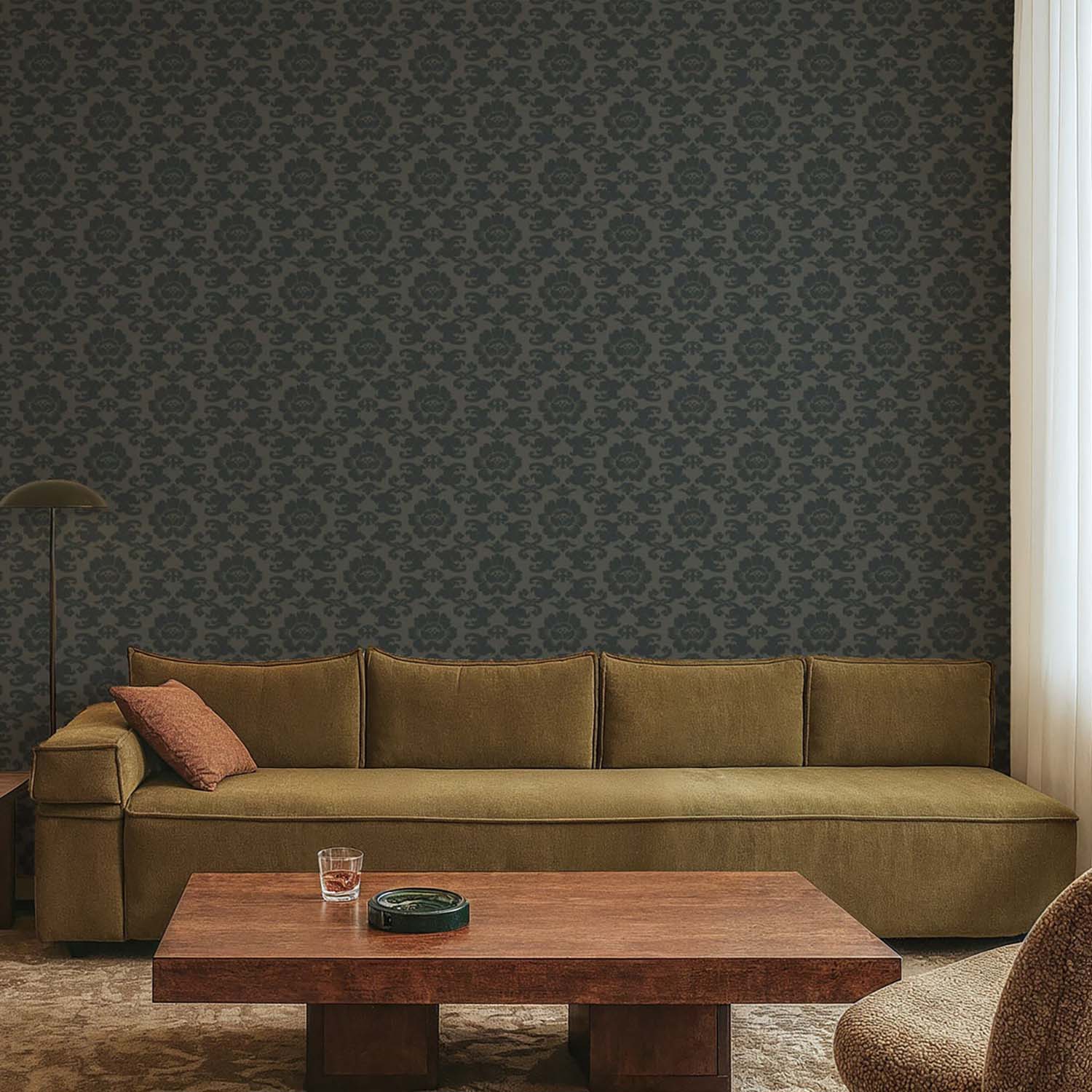 Mitchell Black Silken Poppy Wallpaper