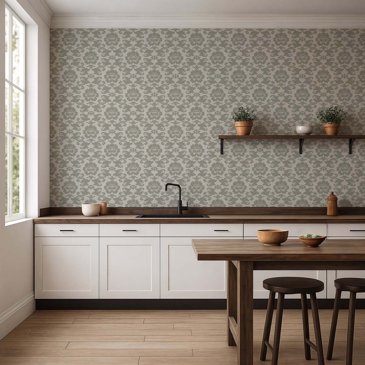 Mitchell Black Silken Poppy Wallpaper