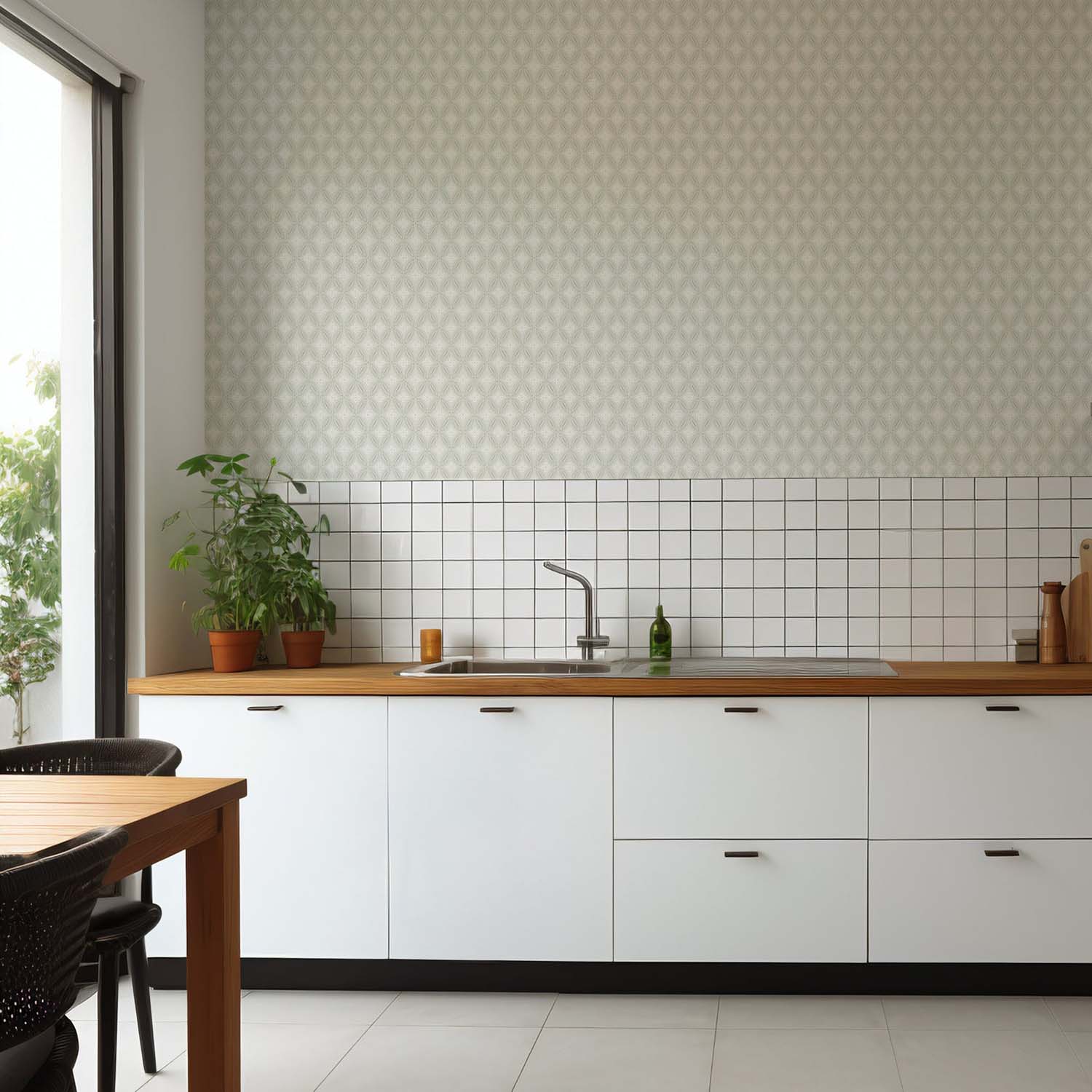 Mitchell Black Stone Lace Wallpaper