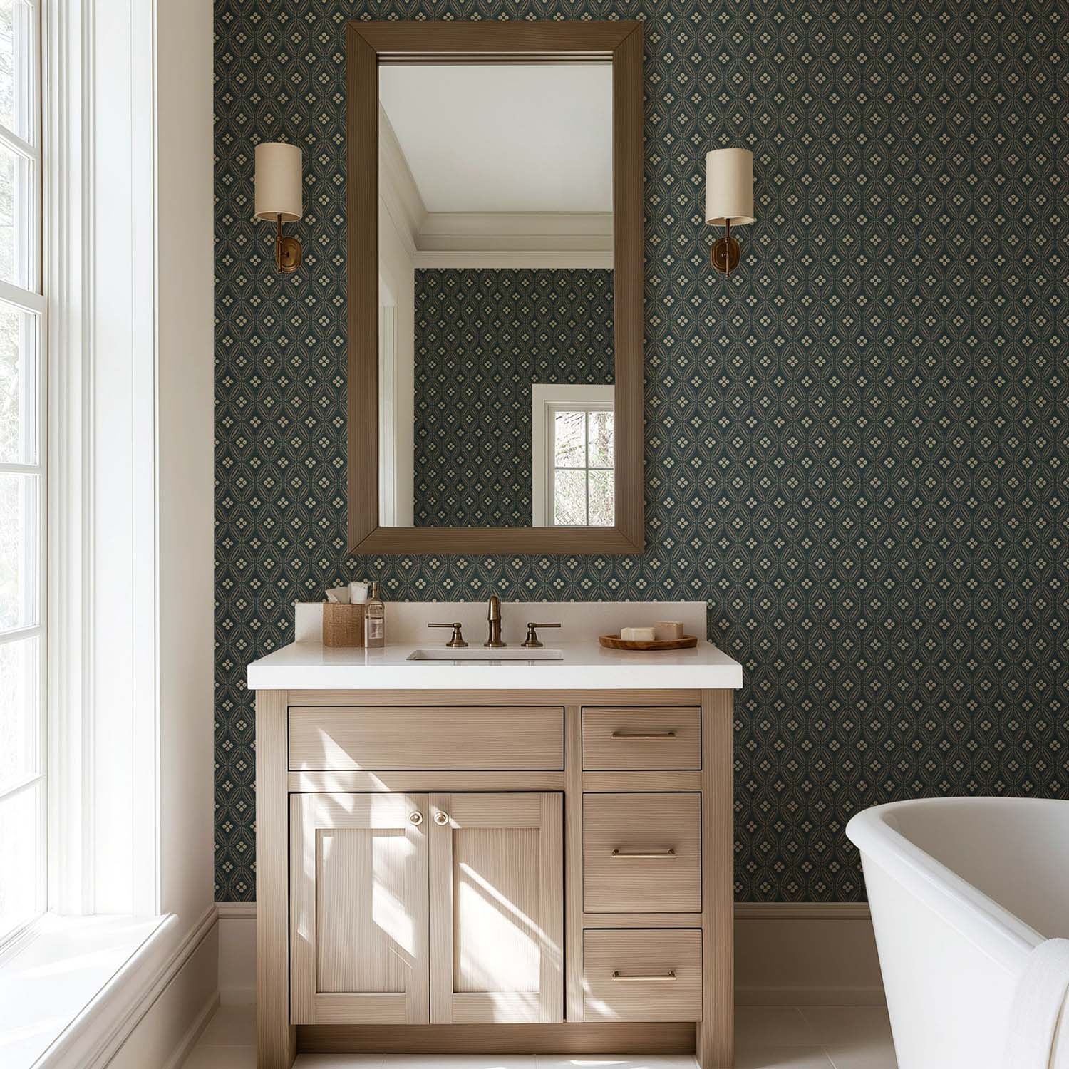 Mitchell Black Stone Lace Wallpaper