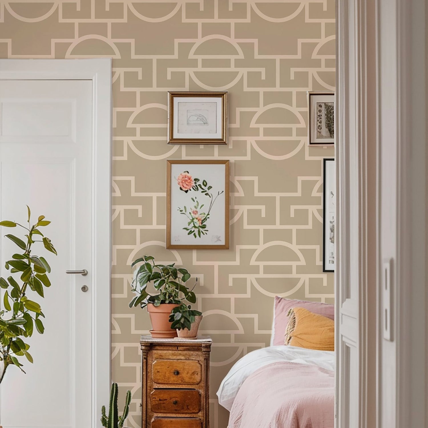 Mitchell Black Vintage Lattice Wallpaper