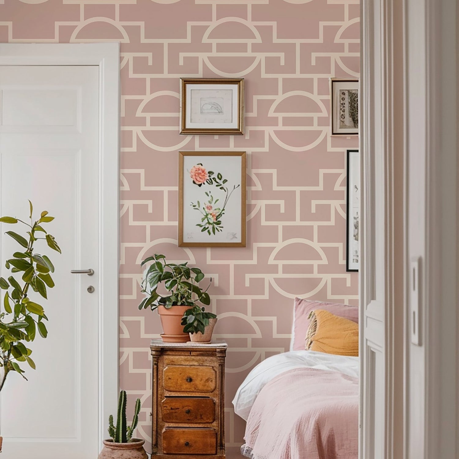 Mitchell Black Vintage Lattice Wallpaper