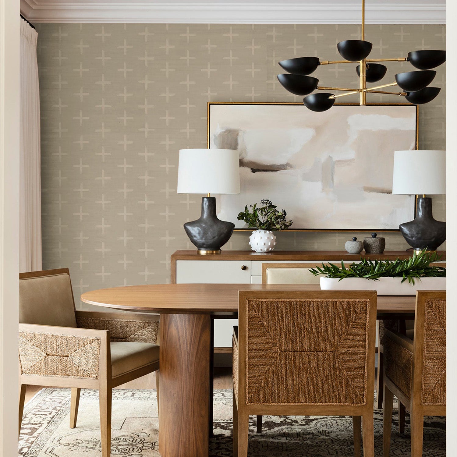 Mitchell Black x Mrs. Parajape Additionally Grasscloth Wallpaper