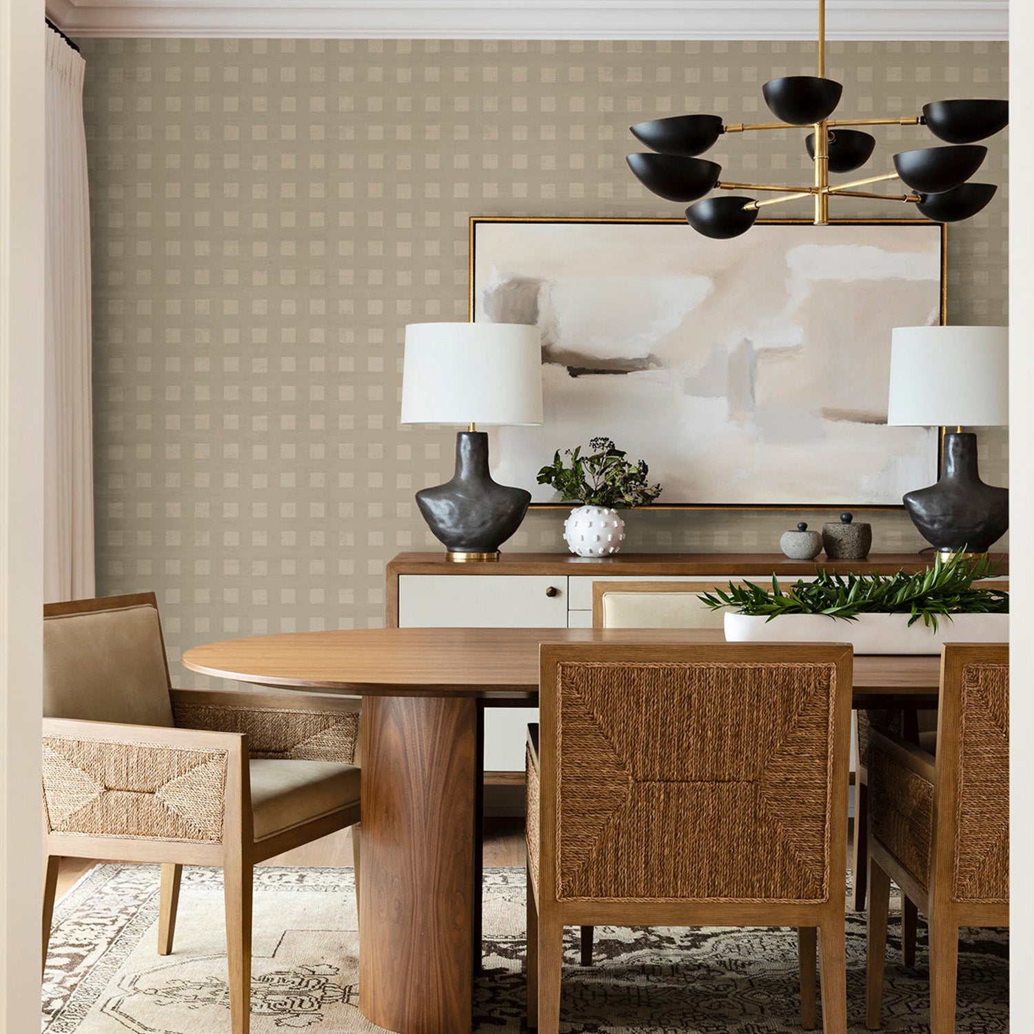 Mitchell Black x Mrs. Parajape Blocked Grasscloth Wallpaper