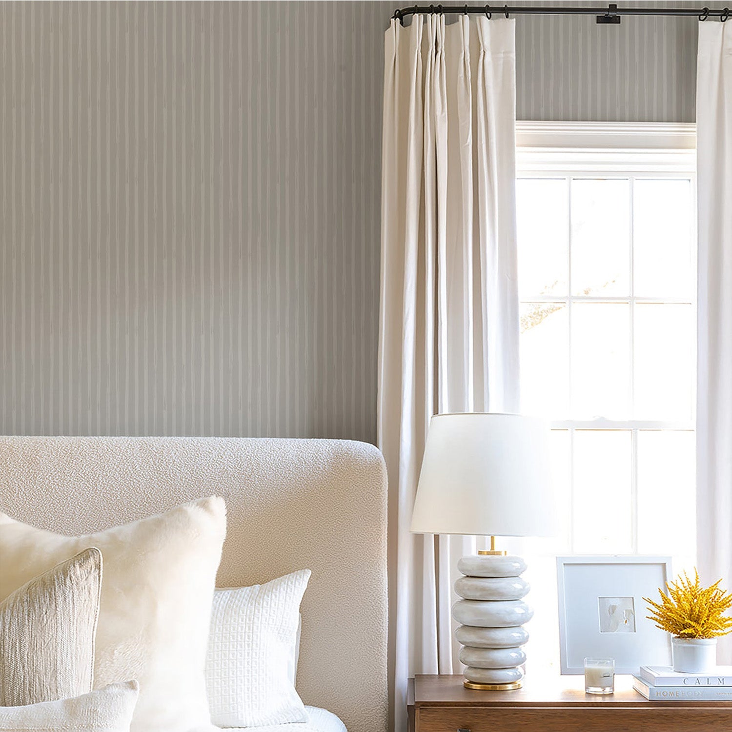 Mitchell Black x Mrs. Parajape Versa Hand Stripe Grasscloth Wallpaper