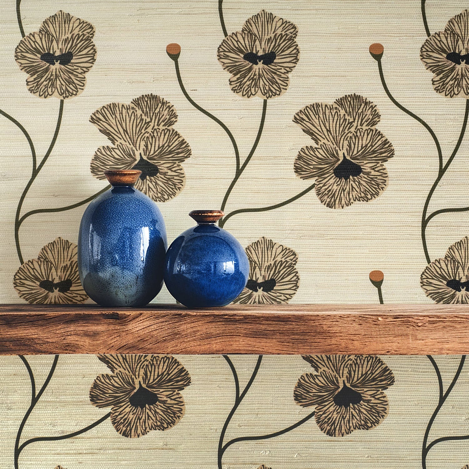 Mitchell Black x Natalie Papier Flourish Grasscloth Wallpaper