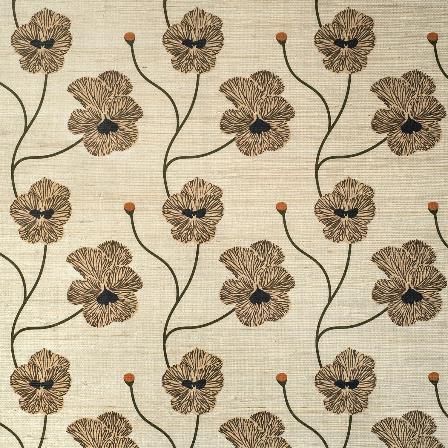 Mitchell Black x Natalie Papier Flourish Grasscloth Wallpaper