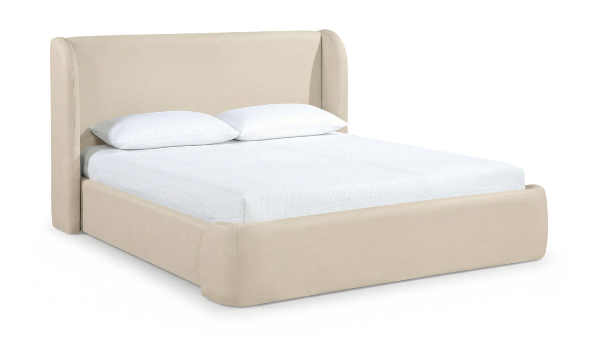 Warby Beige Vegan Leather Upholstered Bed