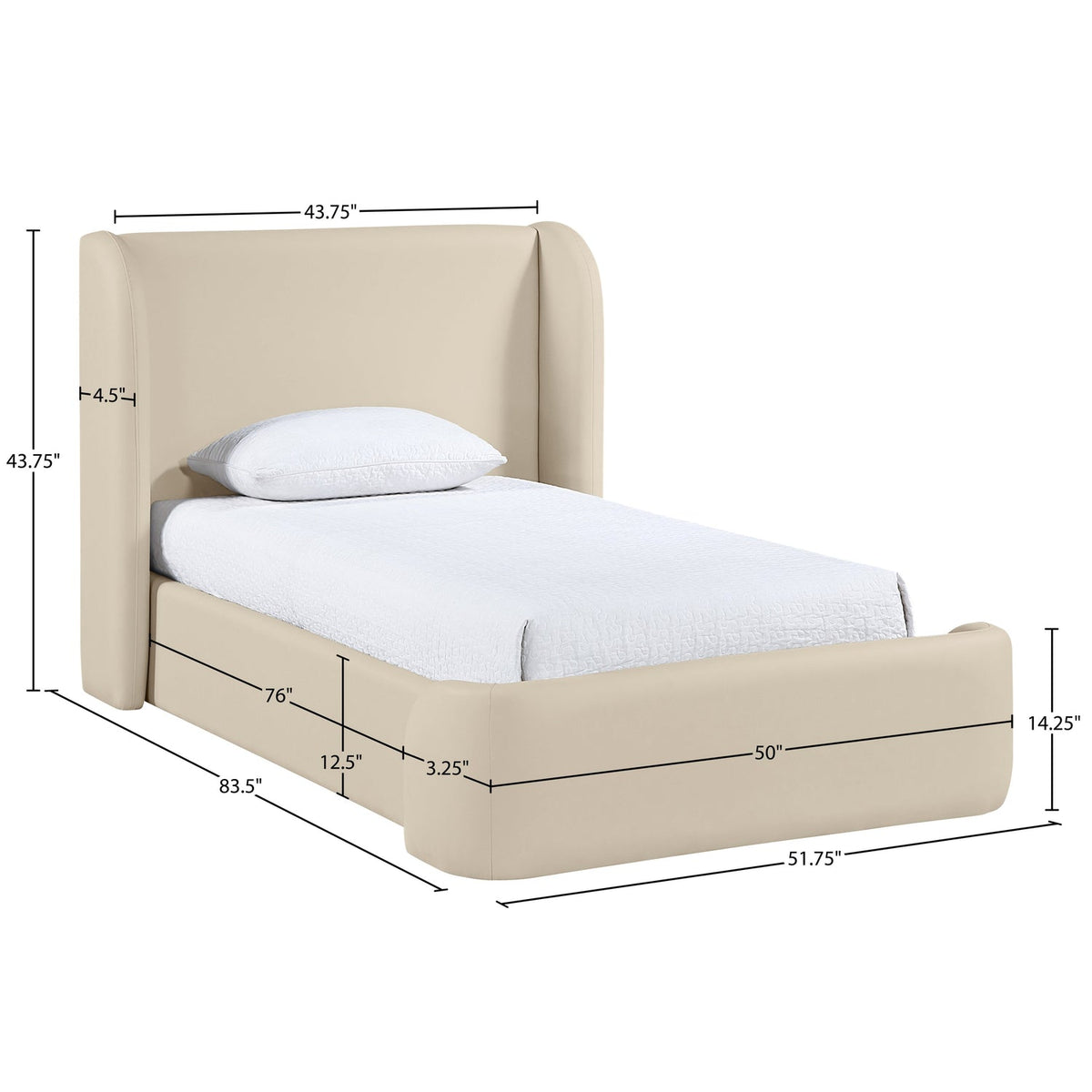 Warby Beige Vegan Leather Upholstered Bed
