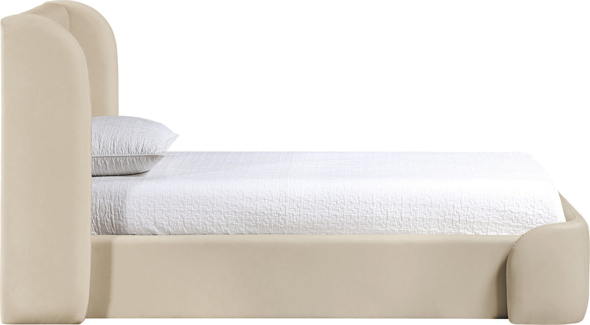 Warby Beige Vegan Leather Upholstered Bed