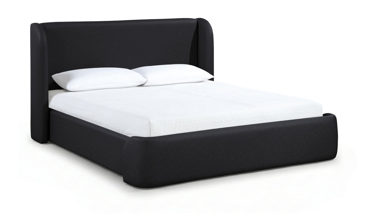 Warby Black Vegan Leather Upholstered Bed