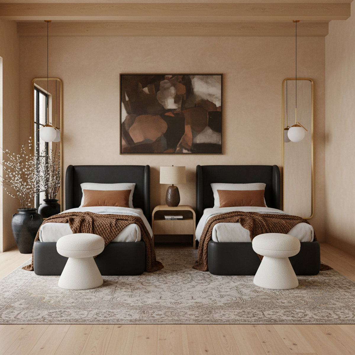 Warby Black Vegan Leather Upholstered Bed