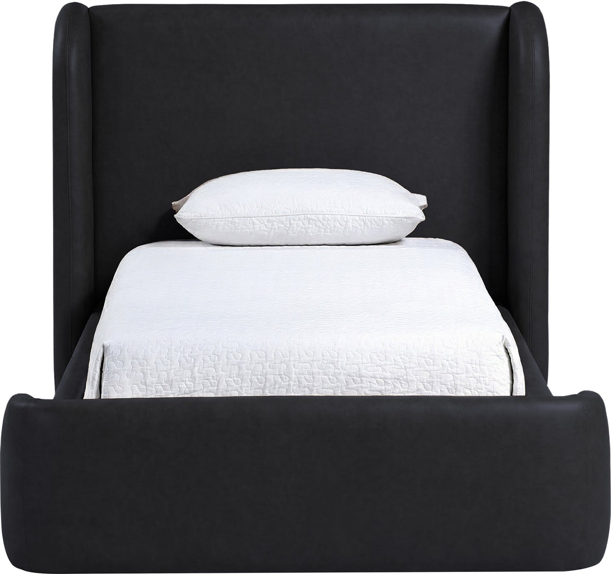 Warby Black Vegan Leather Upholstered Bed