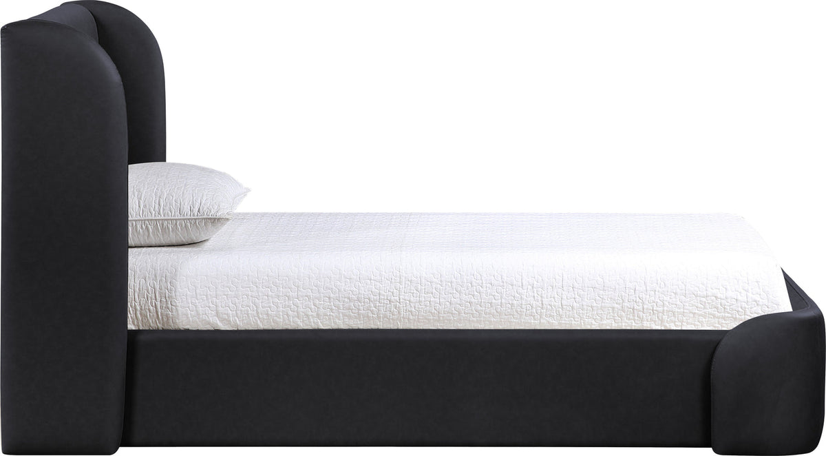 Warby Black Vegan Leather Upholstered Bed
