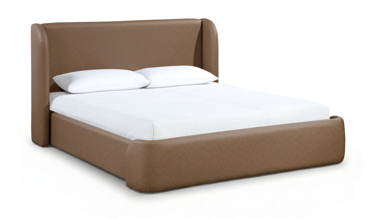 Warby Brown Vegan Leather Upholstered Bed