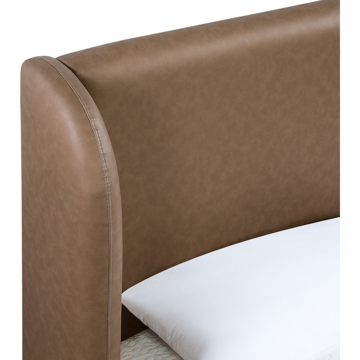 Warby Brown Vegan Leather Upholstered Bed