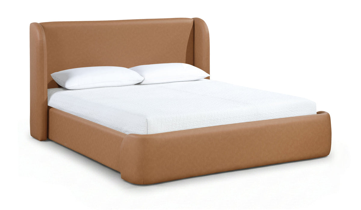 Warby Cognac Vegan Leather Upholstered Bed