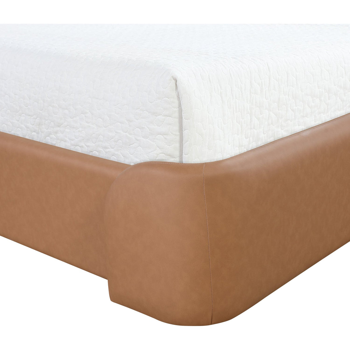 Warby Cognac Vegan Leather Upholstered Bed