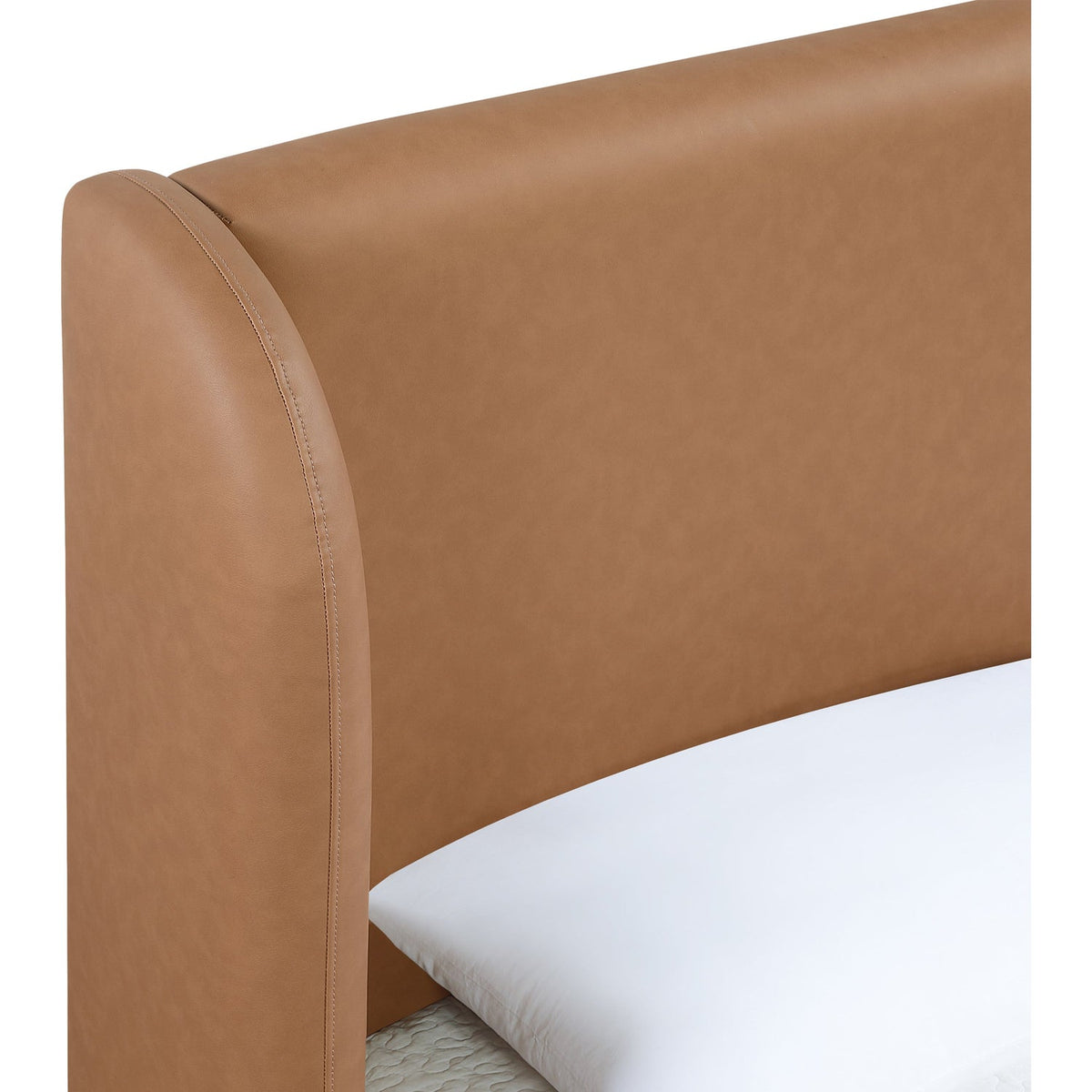Warby Cognac Vegan Leather Upholstered Bed