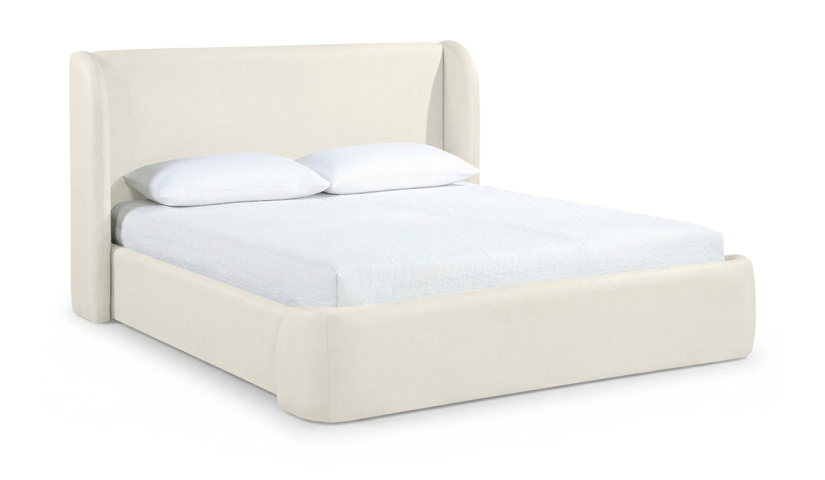 Warby Cream Vegan Leather Upholstered Bed