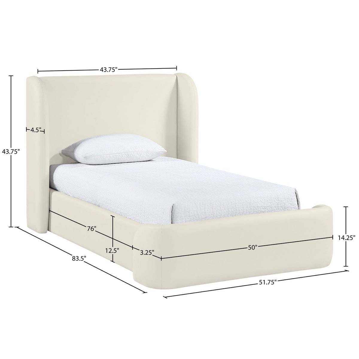 Warby Cream Vegan Leather Upholstered Bed