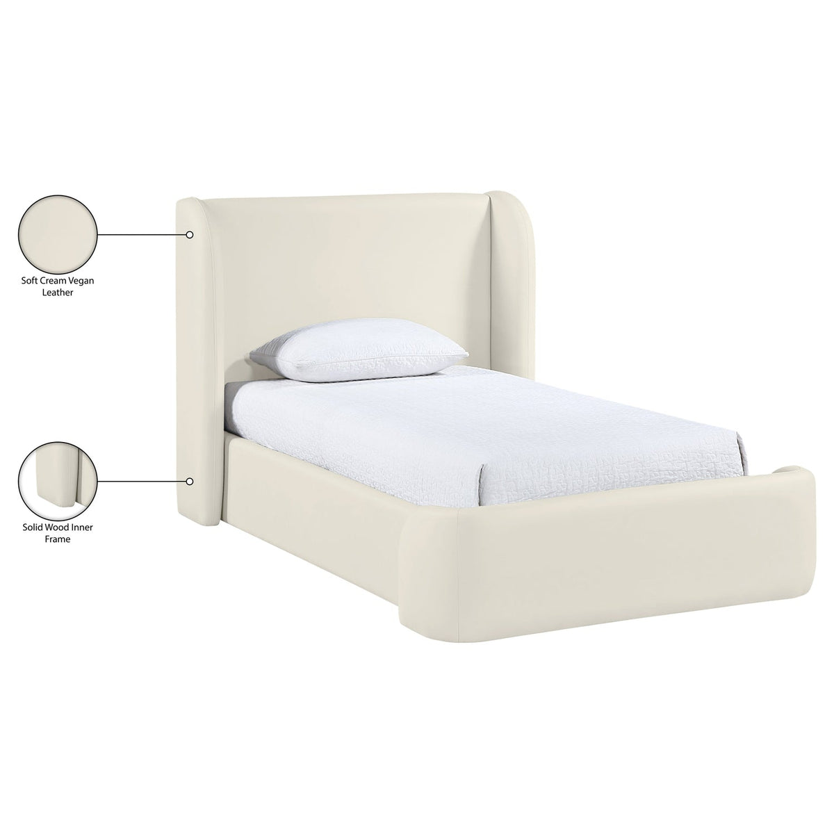 Warby Cream Vegan Leather Upholstered Bed