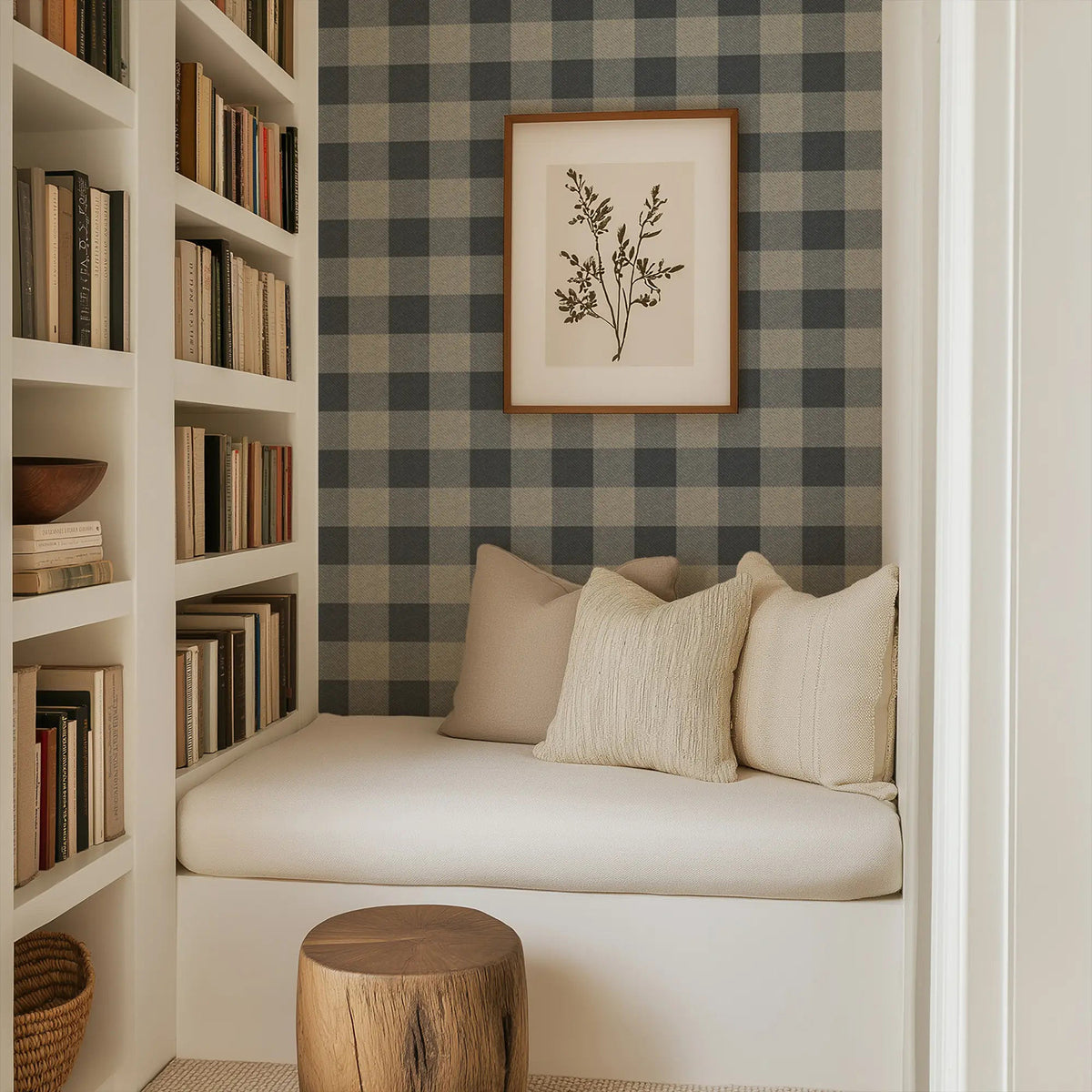 Mitchell Black Washed Gingham Wallpaper