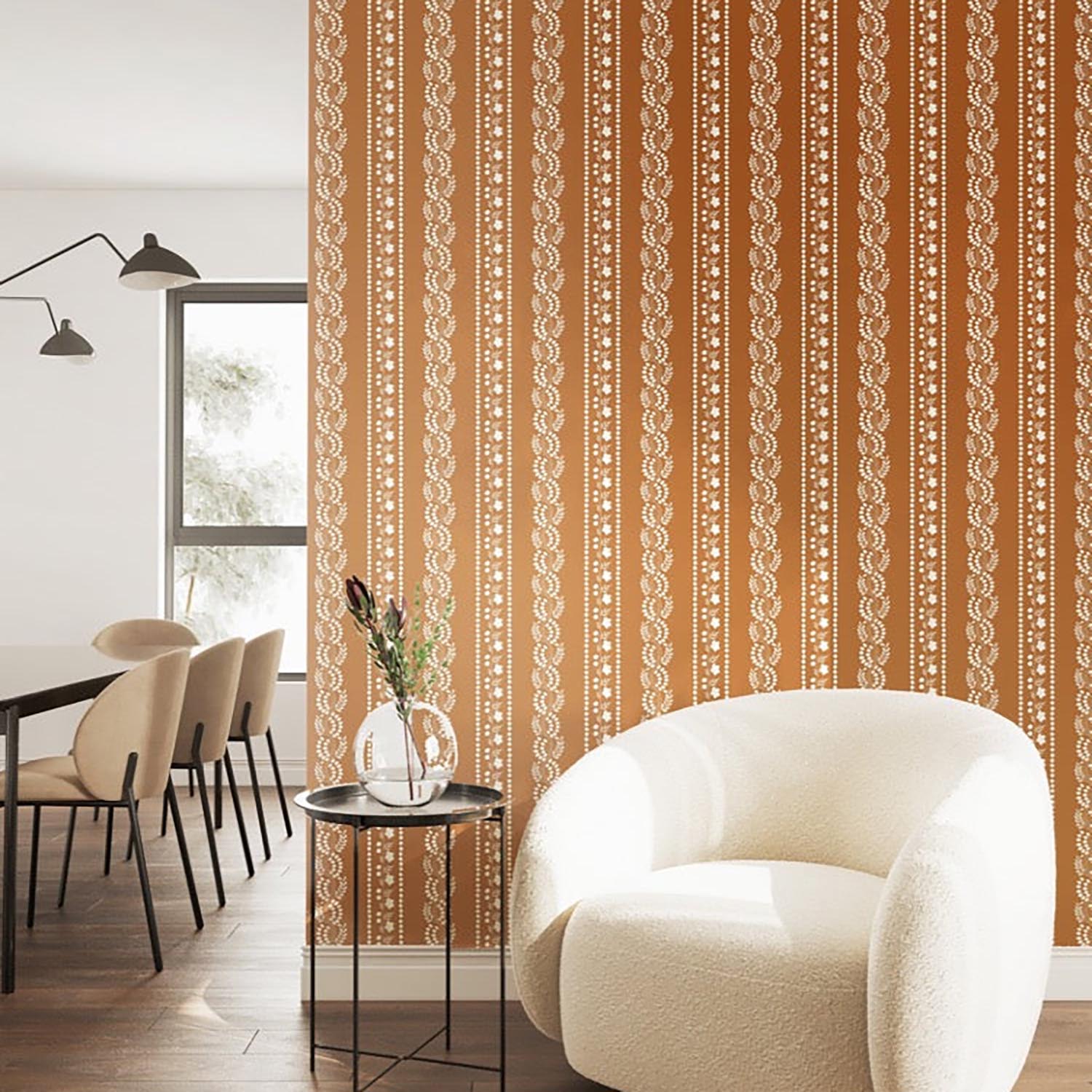 Mitchell Black Botanic Stripe Wallpaper