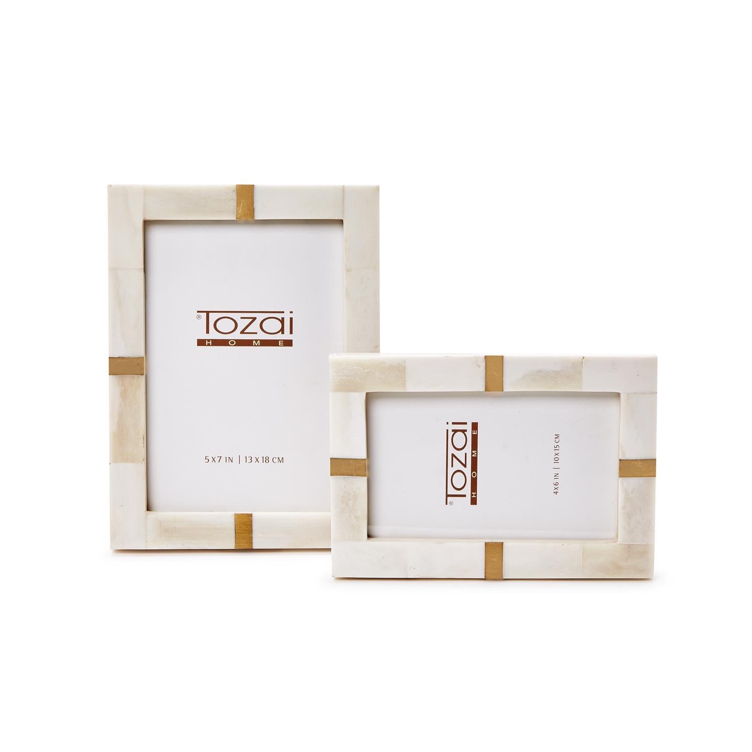 Bone and Brass Photo Frame Set of 2