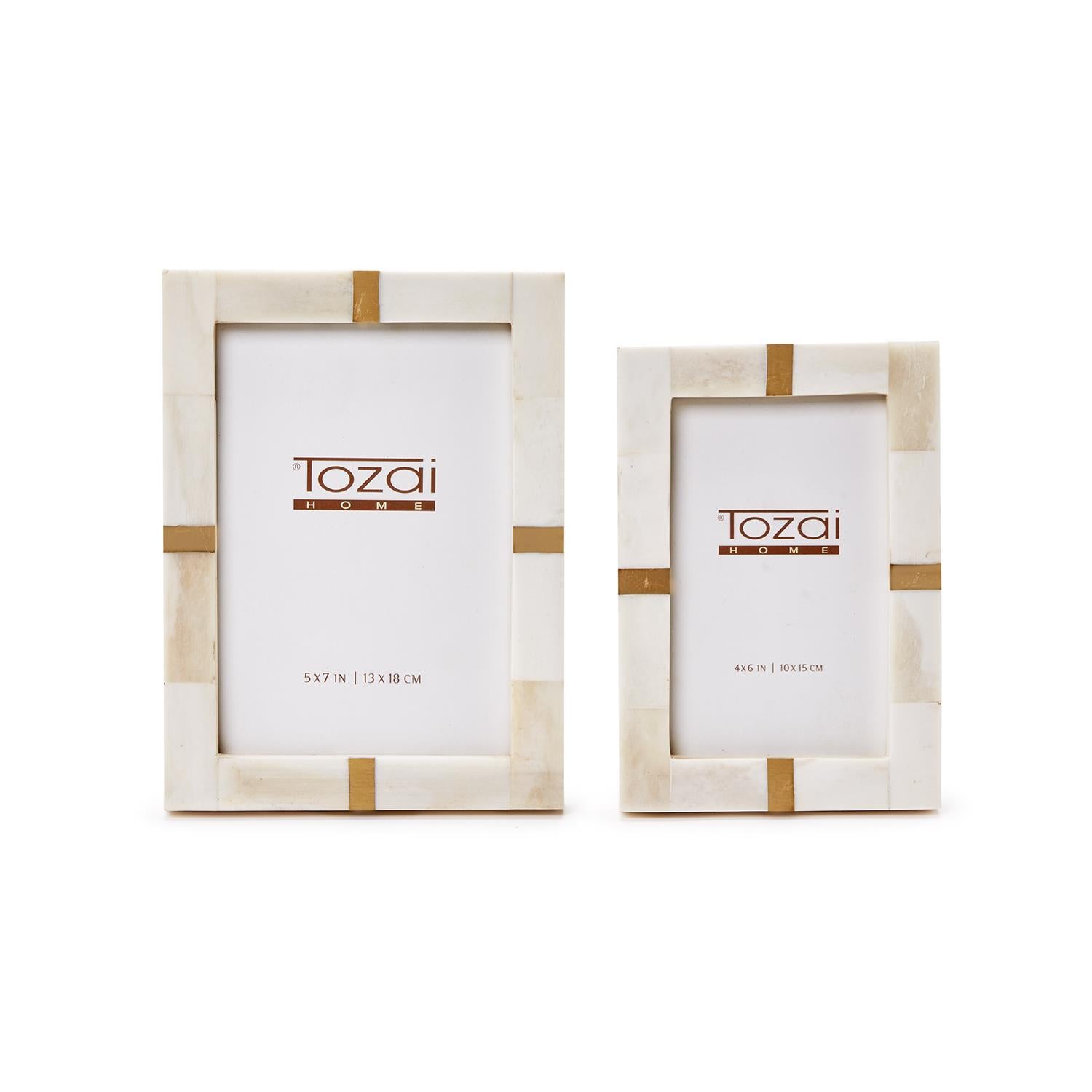 Bone and Brass Photo Frame Set of 2