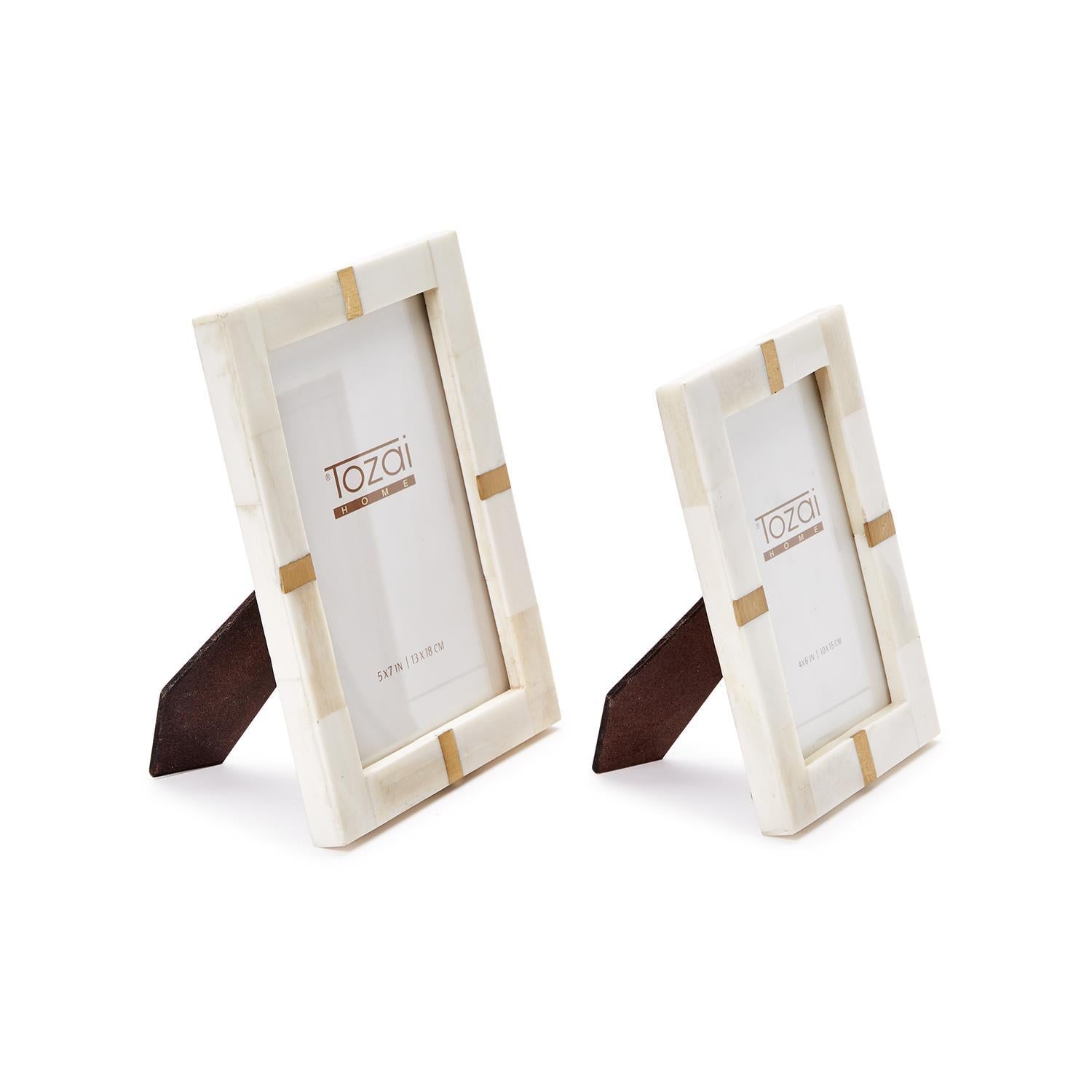 Bone and Brass Photo Frame Set of 2