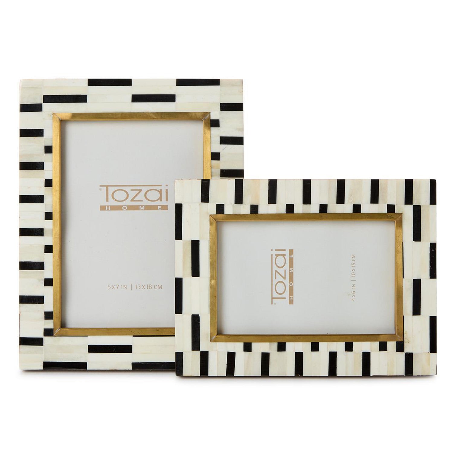 Tiles Bone and Brass Photo Frame Set of 2