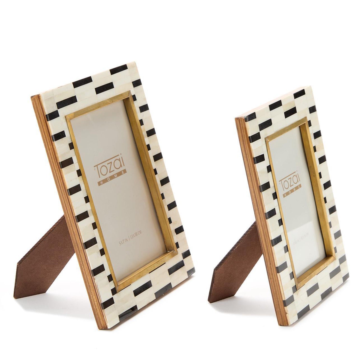 Tiles Bone and Brass Photo Frame Set of 2