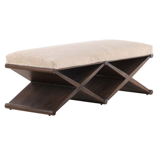 Vanguard Furniture Lafayette Breck Beige Fabric/Coventry Pre-Made Sample Bench