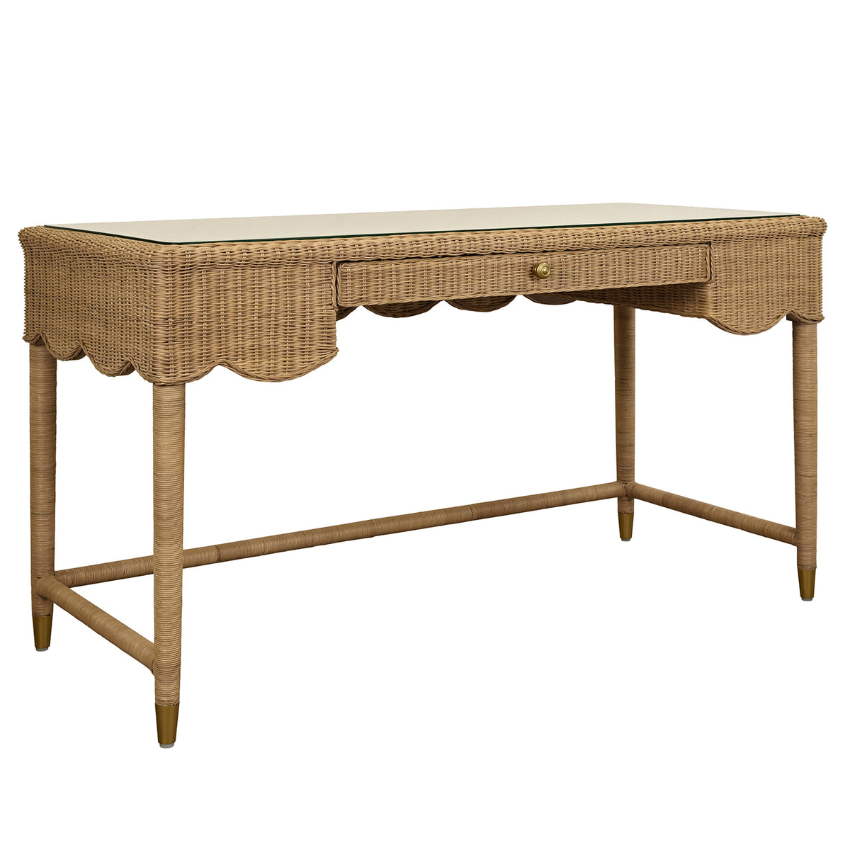 Worlds Away Zoey Desk in Natural Rattan, primary product view