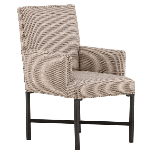 Vanguard Furniture Glendale Arm Chair Fisher Chestnut Fabric/Textured Black Metal Pre-Made Sample