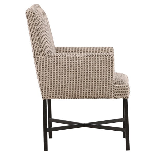 Vanguard Furniture Glendale Arm Chair Fisher Chestnut Fabric/Textured Black Metal Pre-Made Sample