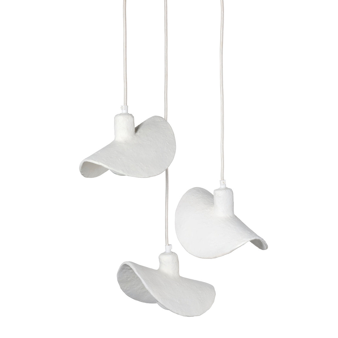 Jamie Young Slope Paper Mache Matte White 3-Light Chandelier