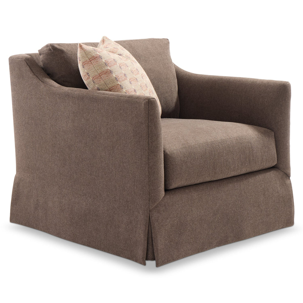 Bernhardt Living Langley Fabric Swivel Chair in Brown, front view