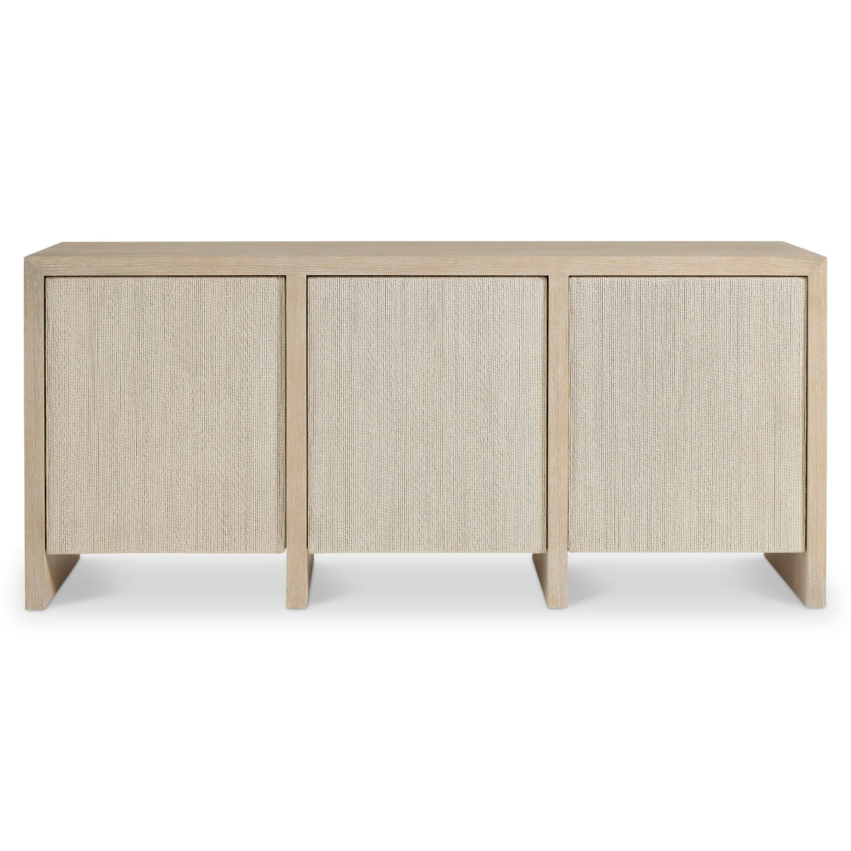 Bernhardt Asana 3 Door Buffet in Tan, angled three-quarter view