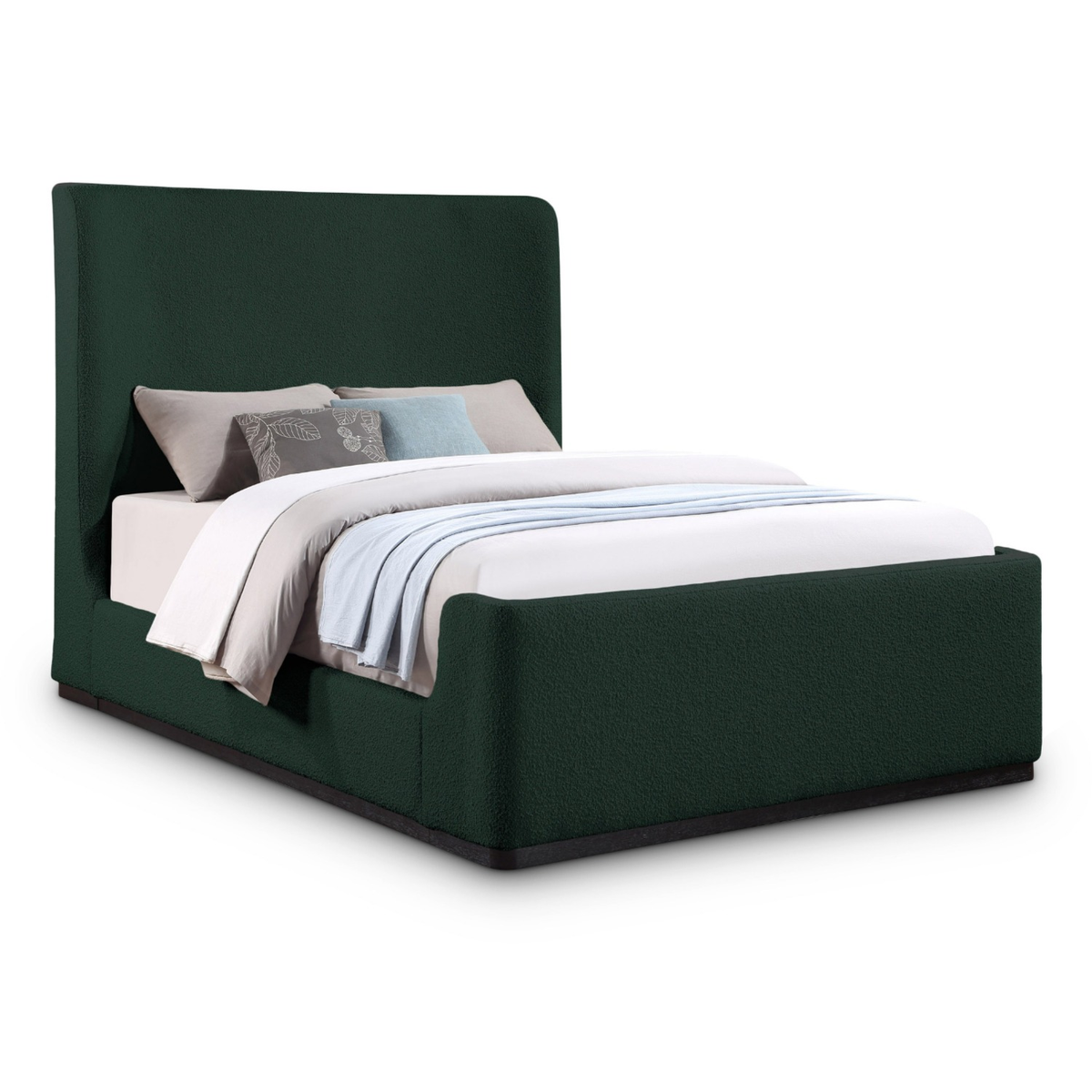 Oliver Green Boucle Fabric Upholstered Bed