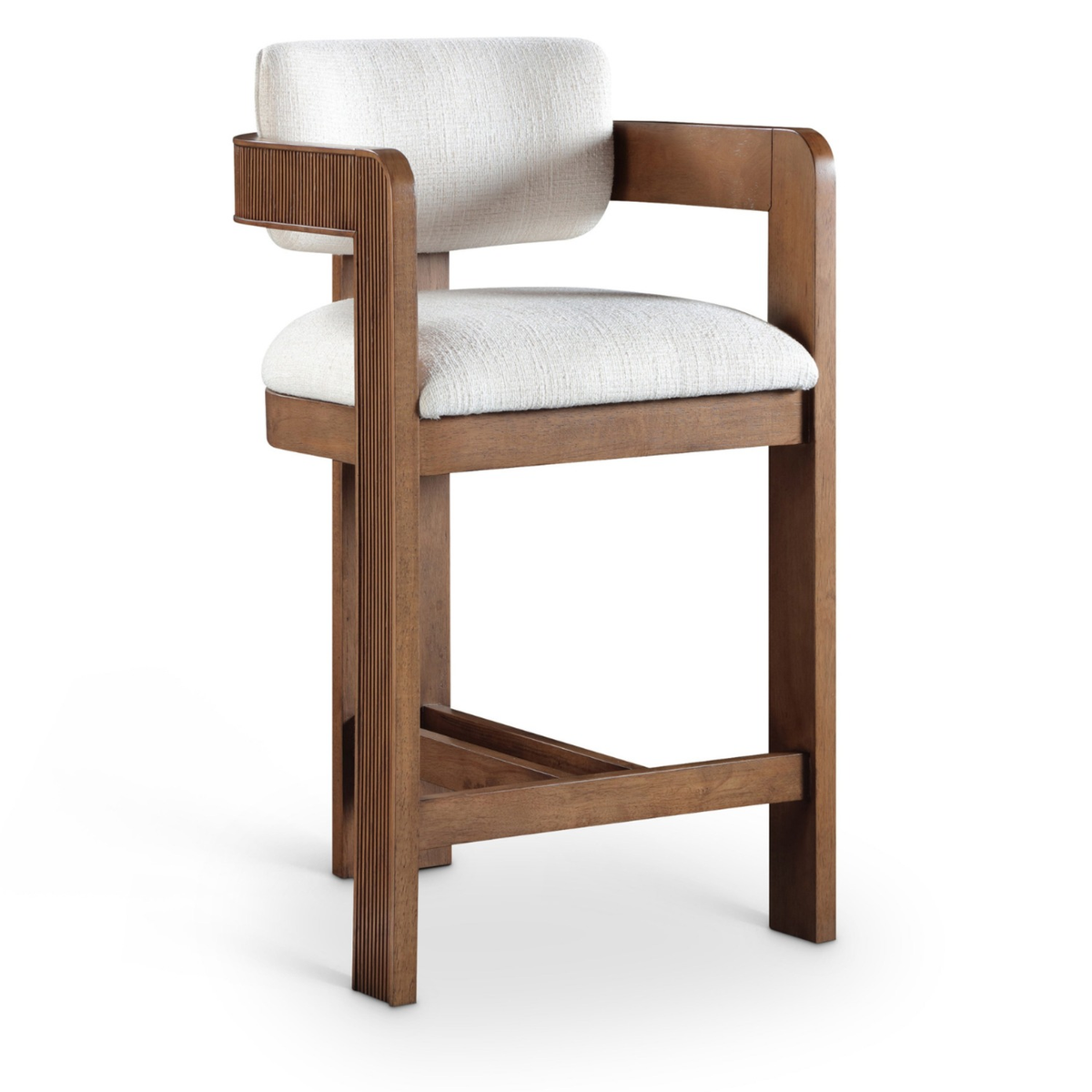 Sacha Cream Linen Textured Fabric Upholstered Counter Stool Set of 2