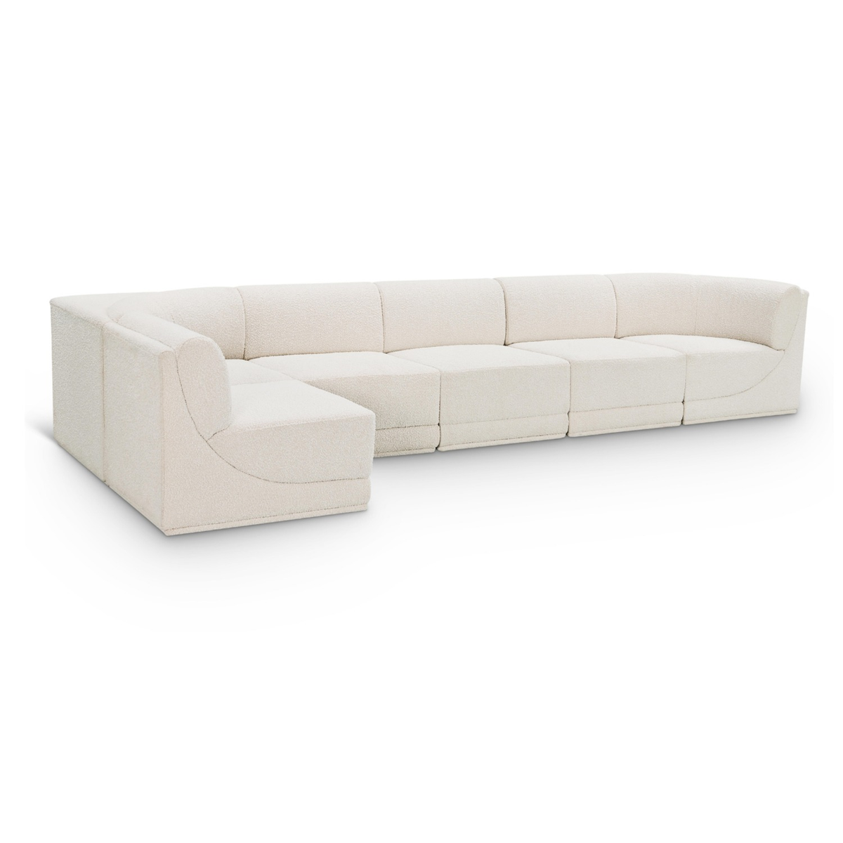 Ollie 158in Cream Boucle Fabric Upholstered 6 Piece Modular Sectional Sofa