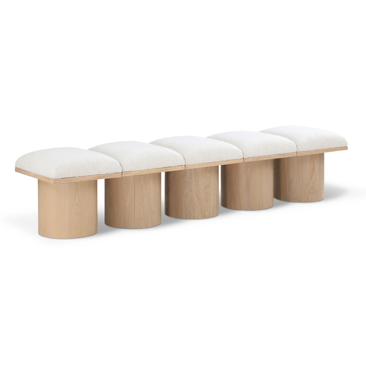 Pavilion Cream Boucle Fabric Upholstered 5 Piece Modular Bench